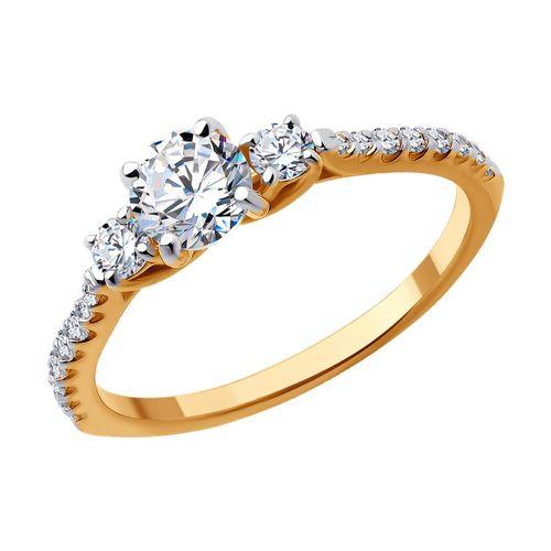 Кольцо помолвочное Sokolov и Diamant, красное золото 585 проба, вставка фианит (Sokolov и Diamant, Россия)