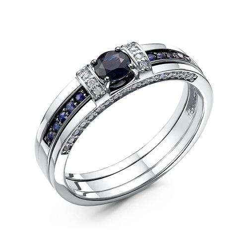 Кольцо декоративное RoseGrace, белое золото 585 проба, вставка сапфир