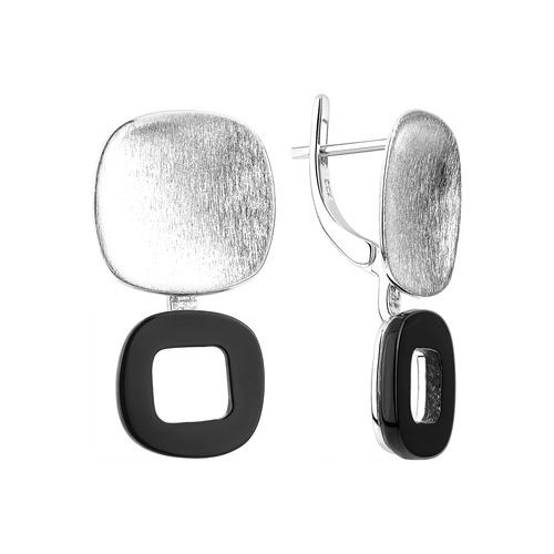 Серьги длинные JUVEDEL,  серебро 925 проба, вставка оникс (JUVEDEL, Россия)