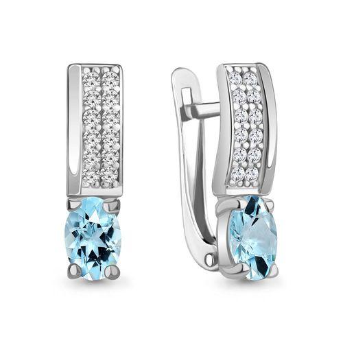 Серьги с английским замком Aquamarine,  серебро 925 проба, вставка фианит