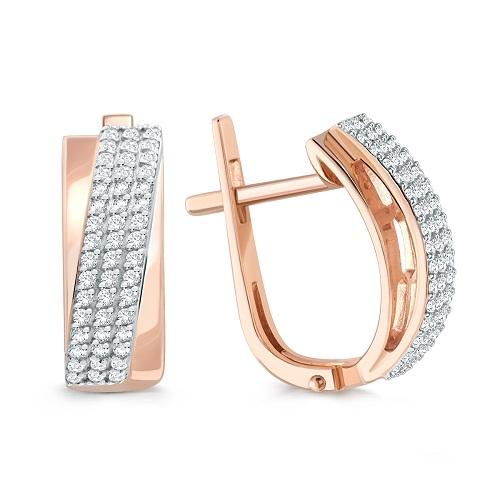 Серьги с английским замком 7 Карат, красное золото 585 проба, вставка бриллиант (7 Карат, Беларусь)