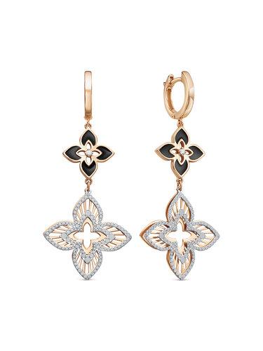 Серьги длинные Berger, красное золото 585 проба, вставка фианит (Berger, Россия)