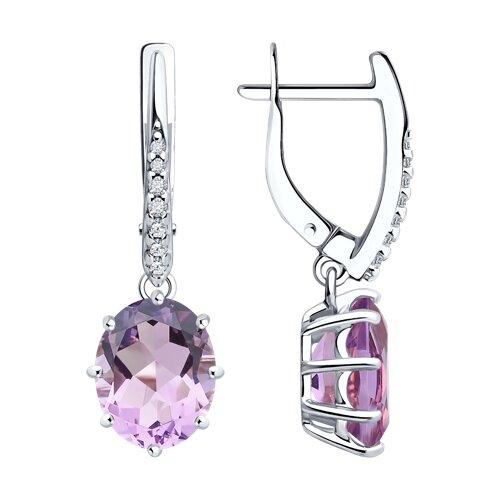 Серьги длинные Diamant,  серебро 925 проба, вставка аметист (Diamant, Россия)