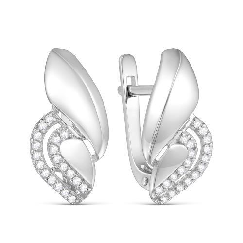 Серьги с английским замком Серебро России,  серебро 925 проба, вставка фианит (Серебро России, Россия)