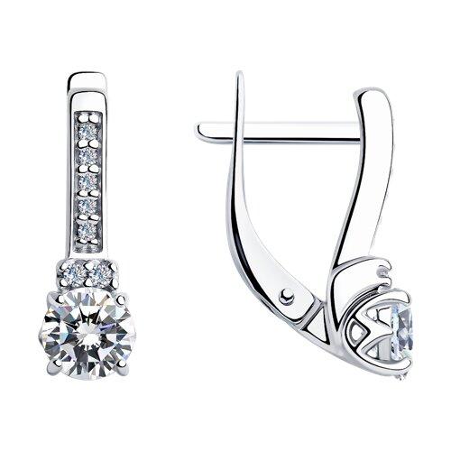 Серьги с английским замком Diamant,  серебро 925 проба, вставка фианит (Diamant, Россия)