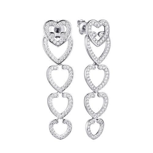 Серьги пусеты Fresh Jewelry, белое серебро 925 проба, вставка фианит (Fresh Jewelry, Россия)