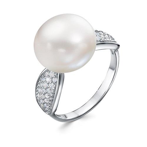 Кольцо декоративное Zlato,  серебро 925 проба, вставка фианит/жемчуг (Zlato, Россия)