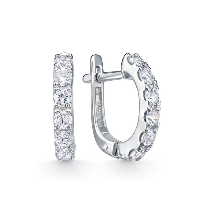 Серьги с английским замком Zlato,  серебро 925 проба, вставка фианит (Zlato, Россия)