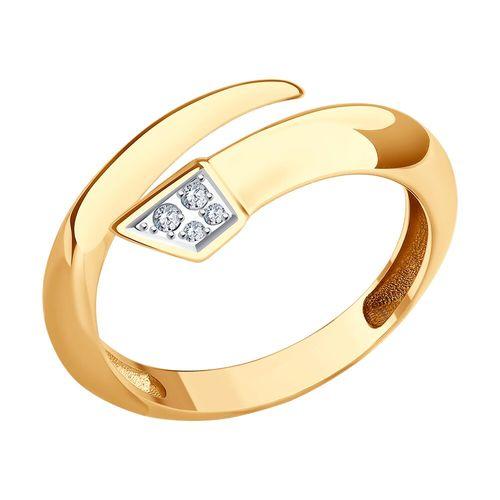Кольцо декоративное Sokolov и Diamant, красное золото 585 проба, вставка фианит