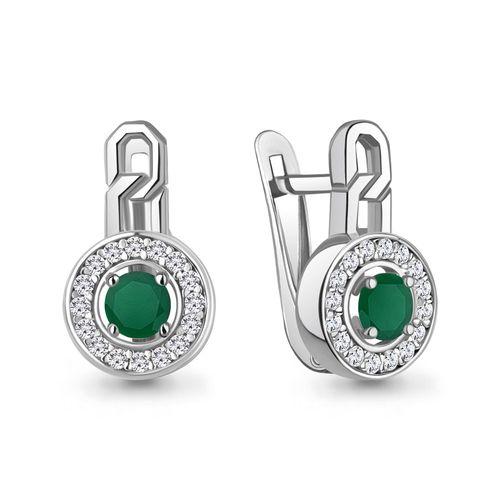 Серьги с английским замком Aquamarine,  серебро 925 проба, вставка фианит (Aquamarine, Россия)