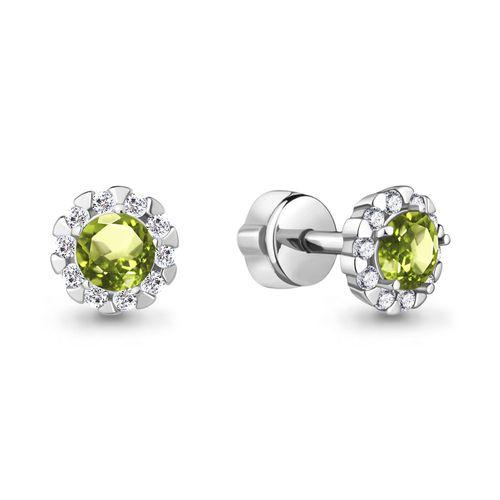 Серьги пусеты Aquamarine,  серебро 925 проба, вставка фианит (Aquamarine, Россия)