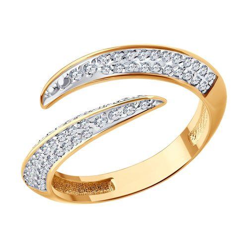 Кольцо декоративное Sokolov и Diamant, красное золото 585 проба, вставка фианит