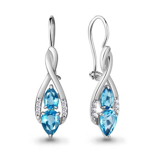 Серьги длинные Aquamarine,  серебро 925 проба, вставка фианит