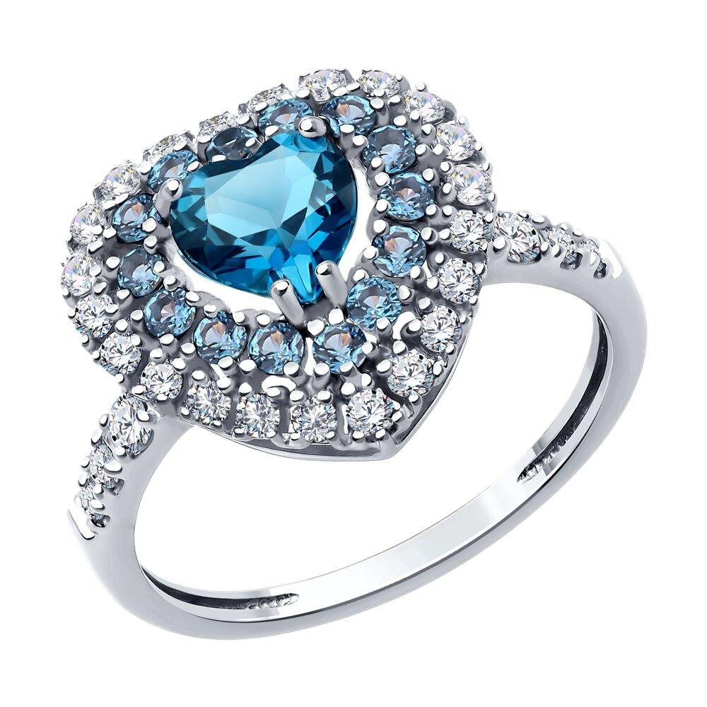 Кольцо декоративное, белое золото 585 проба, вставка фианит/топаз (Россия)