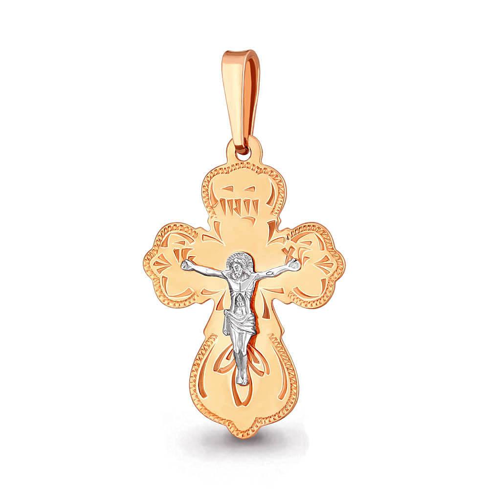 Подвеска крест православный Aquamarine,  золото 585 проба (Aquamarine, Россия)