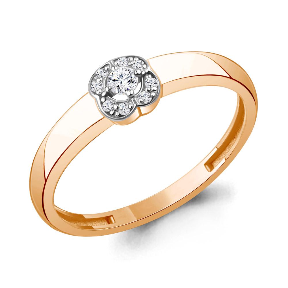 Кольцо помолвочное Aquamarine, красное золото 585 проба, вставка бриллиант (Aquamarine, Россия)