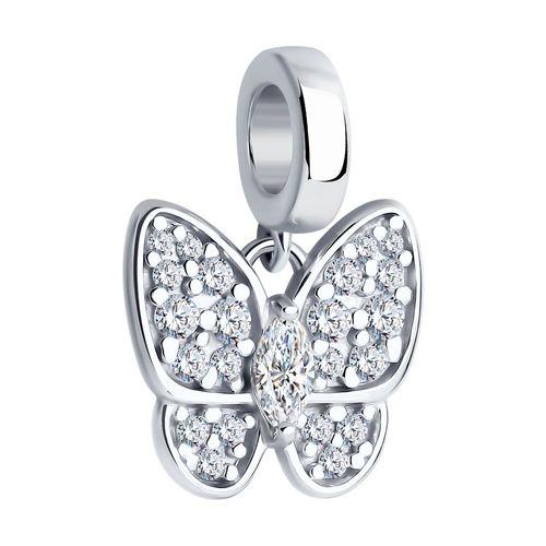 Подвеска шарм SOKOLOV,  серебро 925 проба, вставка фианит