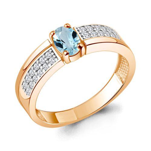 Кольцо декоративное Aquamarine, красное золото 585 проба, вставка фианит (Aquamarine, Россия)