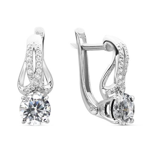 Серьги с английским замком Zlato,  серебро 925 проба, вставка фианит (Zlato, Россия)