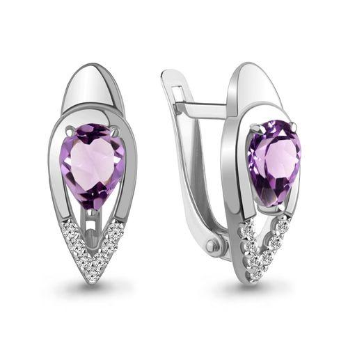 Серьги с английским замком Aquamarine,  серебро 925 проба, вставка фианит (Aquamarine, Россия)