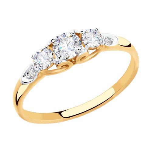 Кольцо помолвочное Diamant, красное золото 585 проба, вставка фианит (Diamant, Россия)