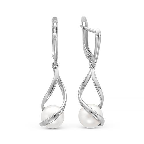 Серьги длинные Zlato,  серебро 925 проба, вставка жемчуг (Zlato, Россия)