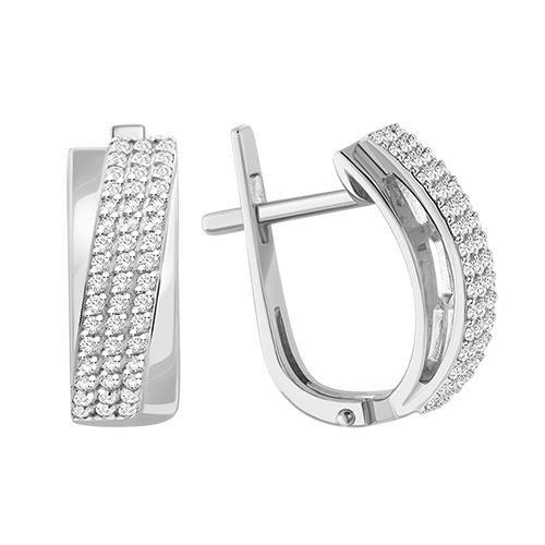 Серьги с английским замком 7 Карат, белое золото 585 проба, вставка бриллиант (7 Карат, Беларусь)