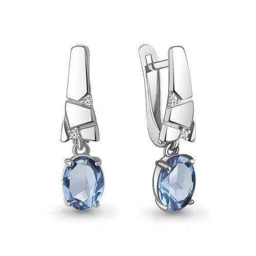 Серьги длинные Aquamarine,  серебро 925 проба, вставка фианит (Aquamarine, Россия)