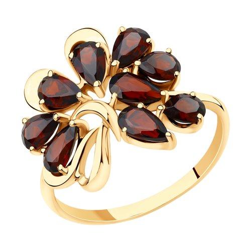 Кольцо декоративное SOKOLOV, красное золото 585 проба, вставка гранат (SOKOLOV, Россия)