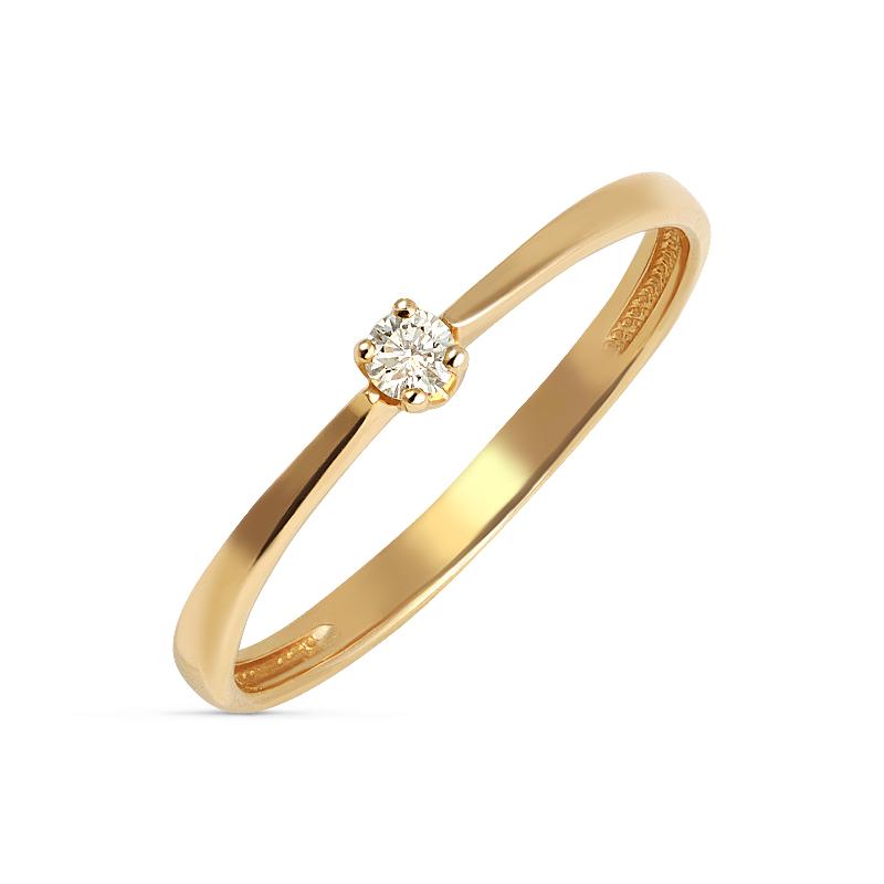 Кольцо помолвочное Кристалл, красное золото 585 проба, вставка фианит (Кристалл, Беларусь)