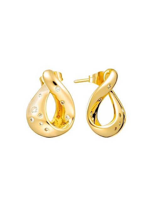 Серьги пусеты Fresh Jewellery, желтое серебро 925 проба, вставка фианит