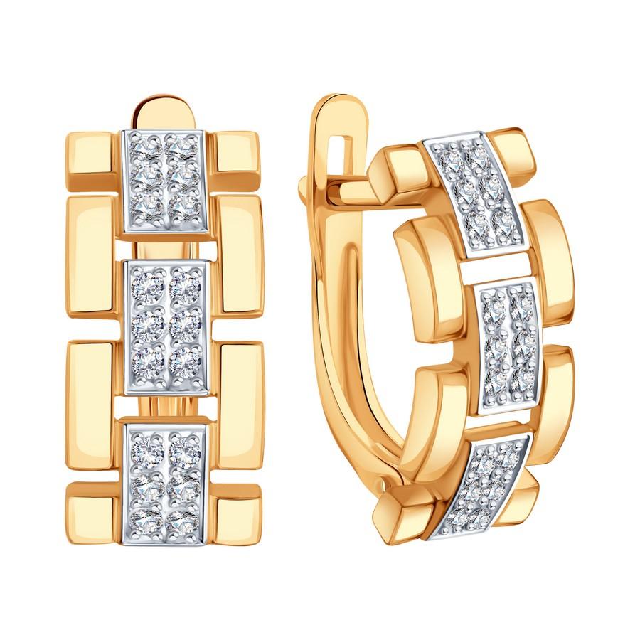 Серьги с английским замком Karatov, красное золото 585 проба, вставка фианит (Karatov, Россия)