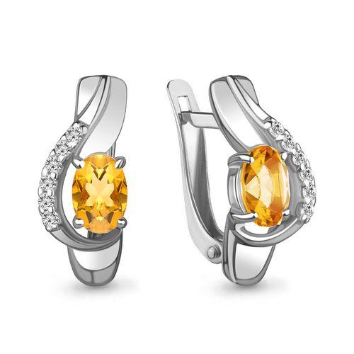 Серьги с английским замком Aquamarine,  серебро 925 проба, вставка фианит (Aquamarine, Россия)
