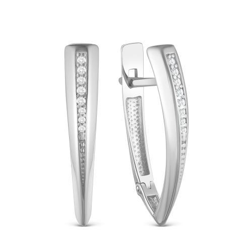 Серьги с английским замком Серебро России,  серебро 925 проба, вставка фианит (Серебро России, Россия)