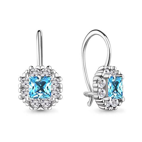 Серьги детские Aquamarine,  серебро 925 проба, вставка стекло