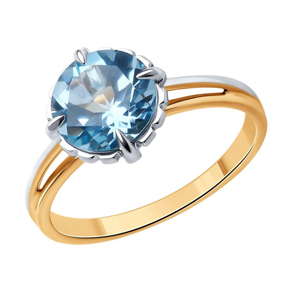 Кольцо декоративное, красное золото 585 проба, вставка топаз (Россия)