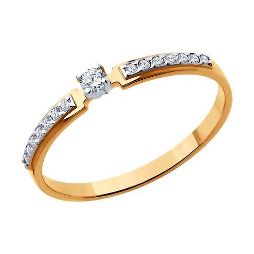 Кольцо помолвочное Sokolov и Diamant, красное золото 585 проба, вставка фианит