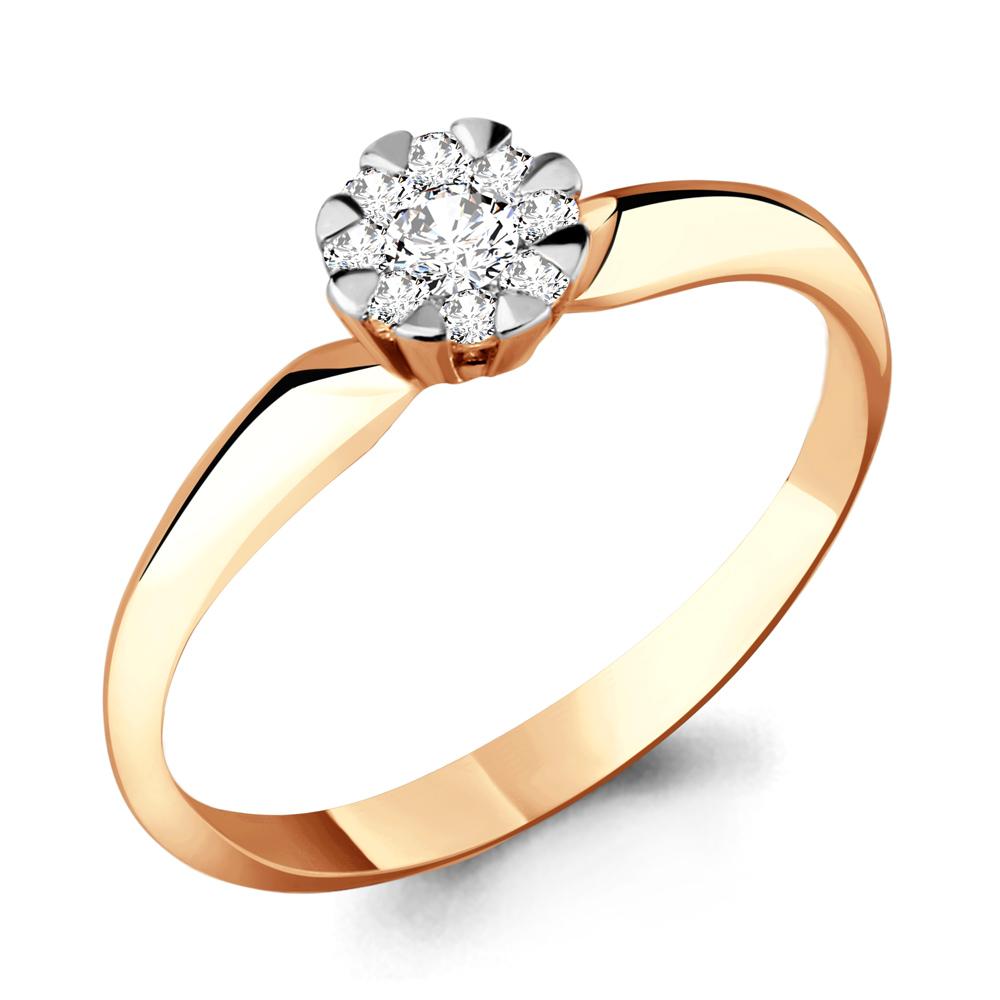 Кольцо помолвочное Aquamarine, красное золото 585 проба, вставка бриллиант (Aquamarine, Россия)