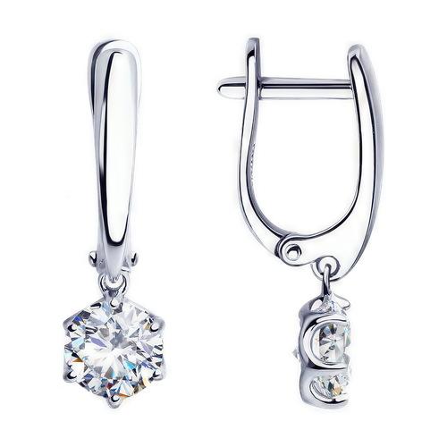 Серьги длинные Diamant,  серебро 925 проба, вставка фианит