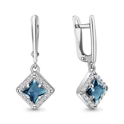 Серьги длинные Aquamarine,  серебро 925 проба, вставка фианит