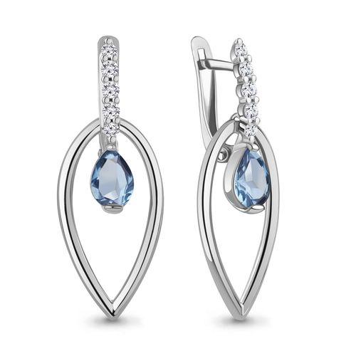 Серьги длинные Aquamarine,  серебро 925 проба, вставка фианит