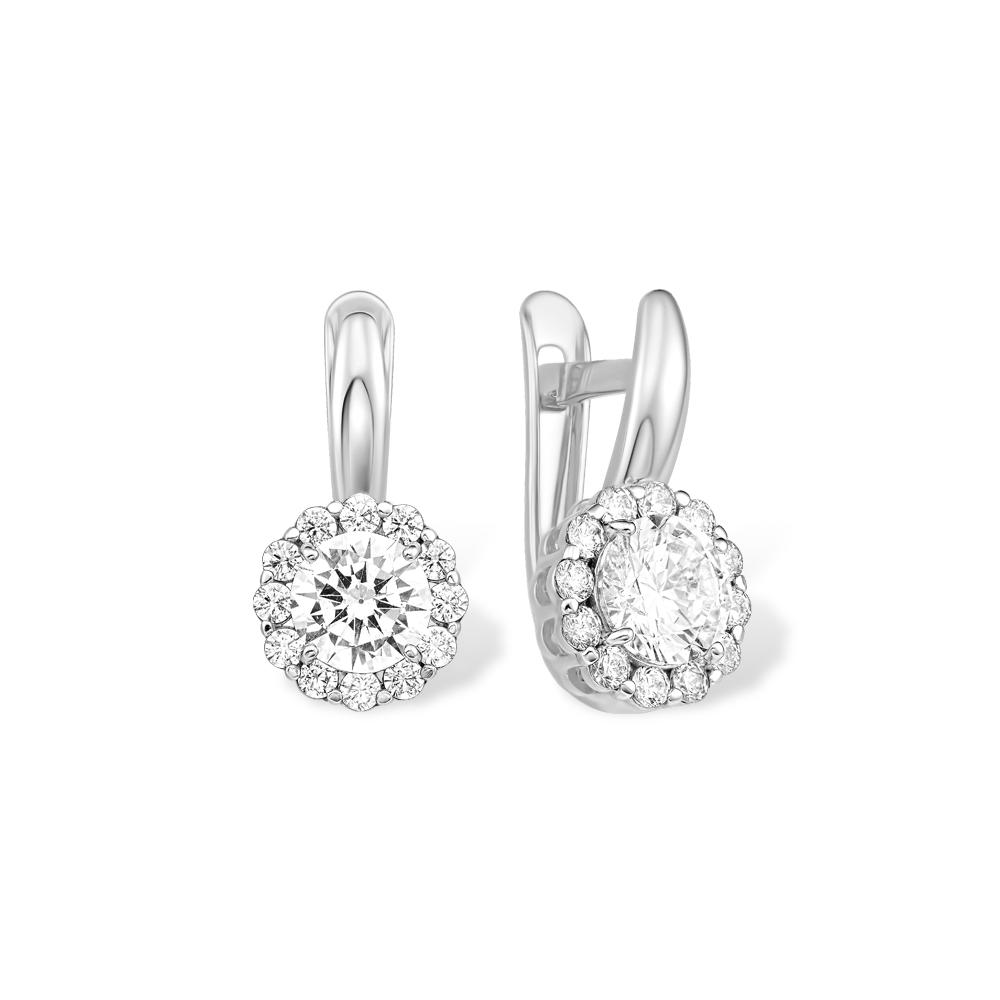 Серьги с английским замком 7 Карат, белое серебро 925 проба, вставка фианит (7 Карат, Беларусь)