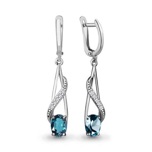 Серьги длинные Aquamarine,  серебро 925 проба, вставка фианит (Aquamarine, Россия)