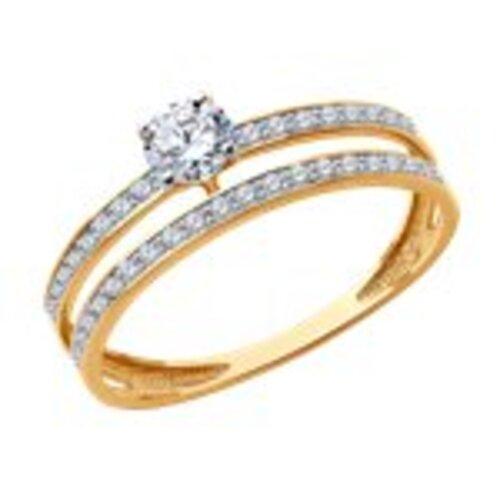 Кольцо помолвочное Diamant, красное золото 585 проба, вставка фианит (Diamant, Россия)