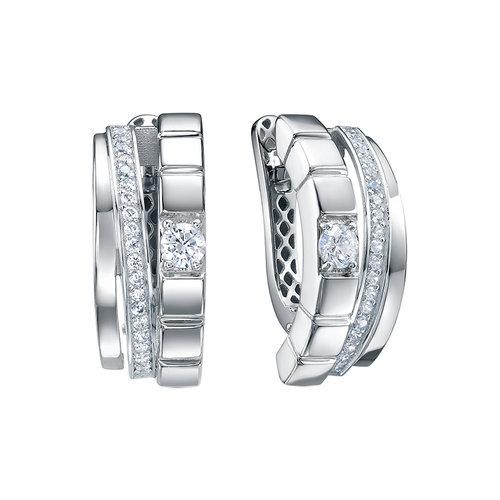 Серьги с английским замком DELTA,  серебро 925 проба, вставка фианит (DELTA, Россия)