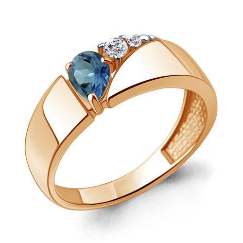 Кольцо декоративное Aquamarine, красное золото 585 проба, вставка фианит (Aquamarine, Россия)