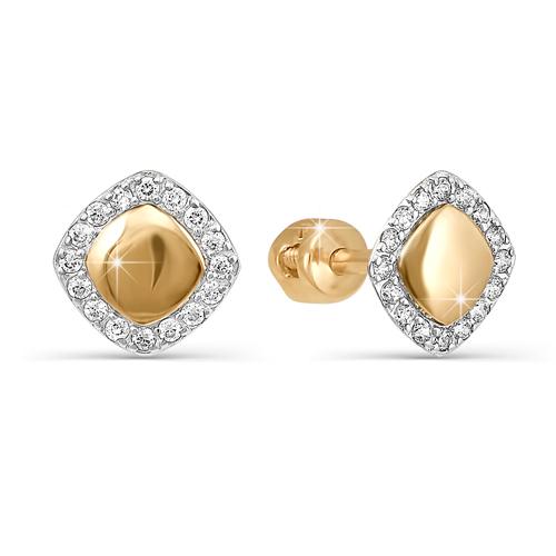 Серьги пусеты Иллада, красное золото 585 проба, вставка фианит (Иллада, Россия)