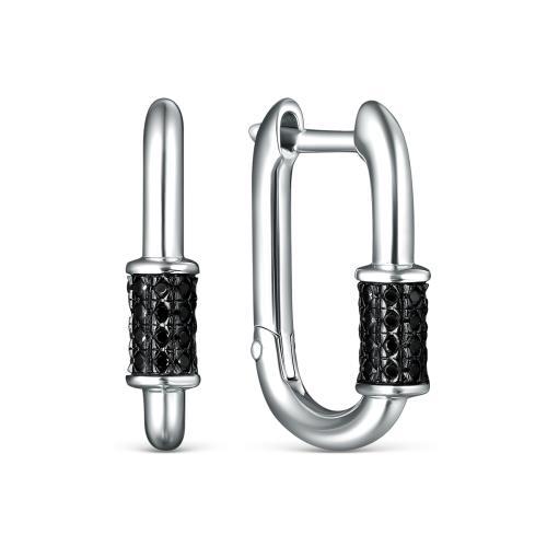 Серьги с английским замком Серебро России,  серебро 925 проба, вставка фианит (Серебро России, Россия)