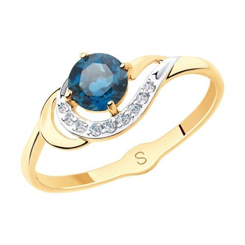 Кольцо декоративное SOKOLOV, красное золото 585 проба, вставка фианит/топаз (SOKOLOV, Россия)