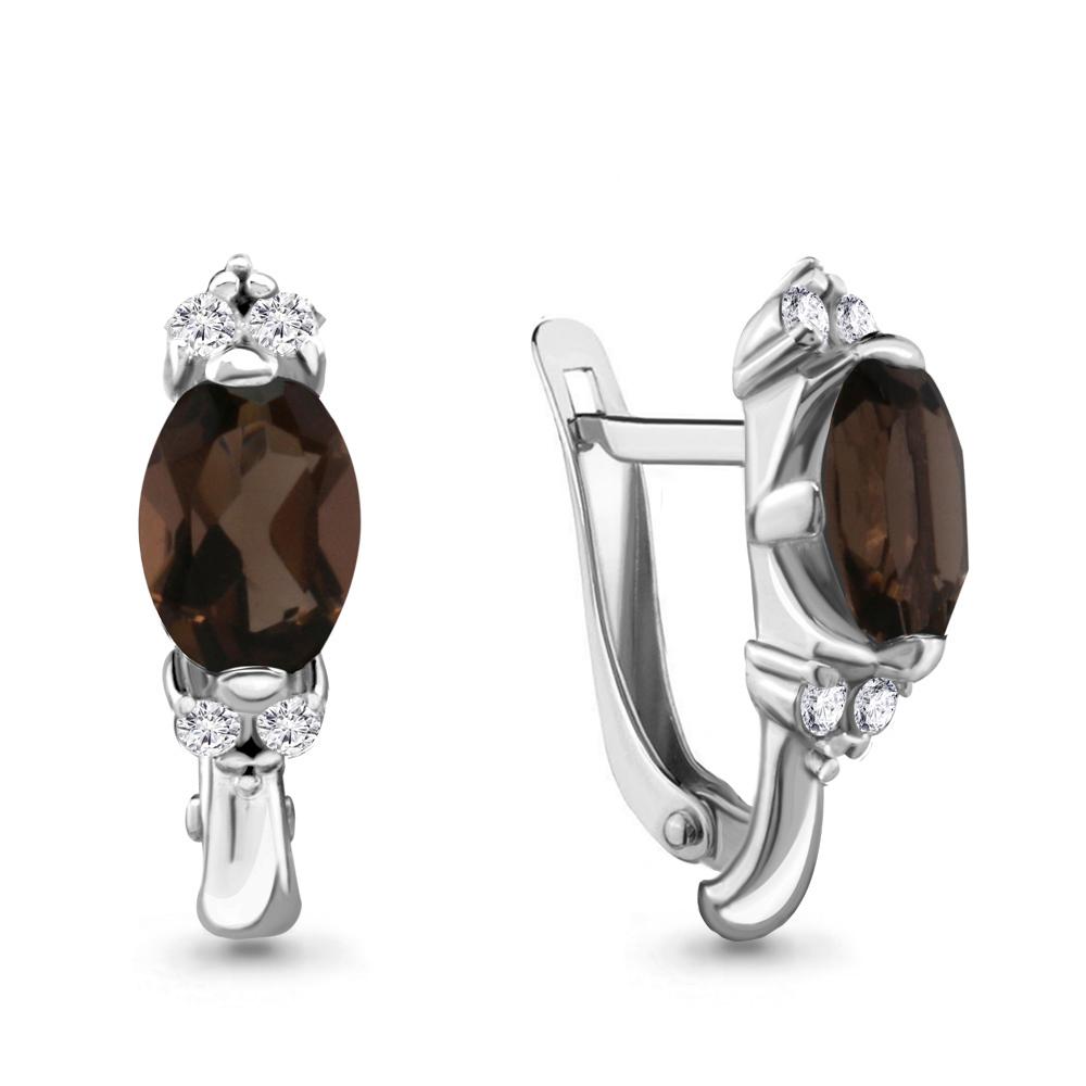 Серьги с английским замком Aquamarine,  серебро 925 проба, вставка фианит (Aquamarine, Россия)